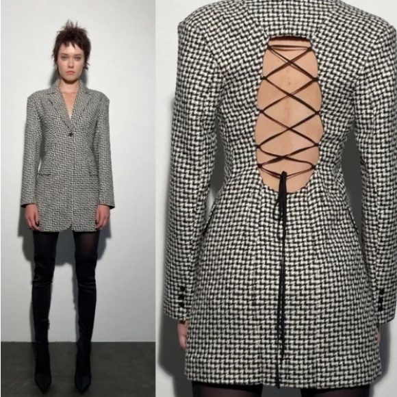 Zara open back tweed blazer dress - Picture 3 of 6